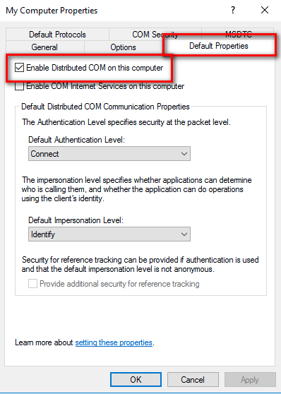 Enable Distributed COM
